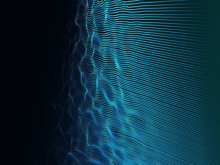 3D data technology background with flowing waves